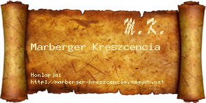 Marberger Kreszcencia névjegykártya